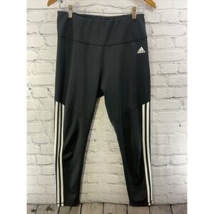 Adidas Stretch Pants Womens Sz L Black White Stripes Athletic